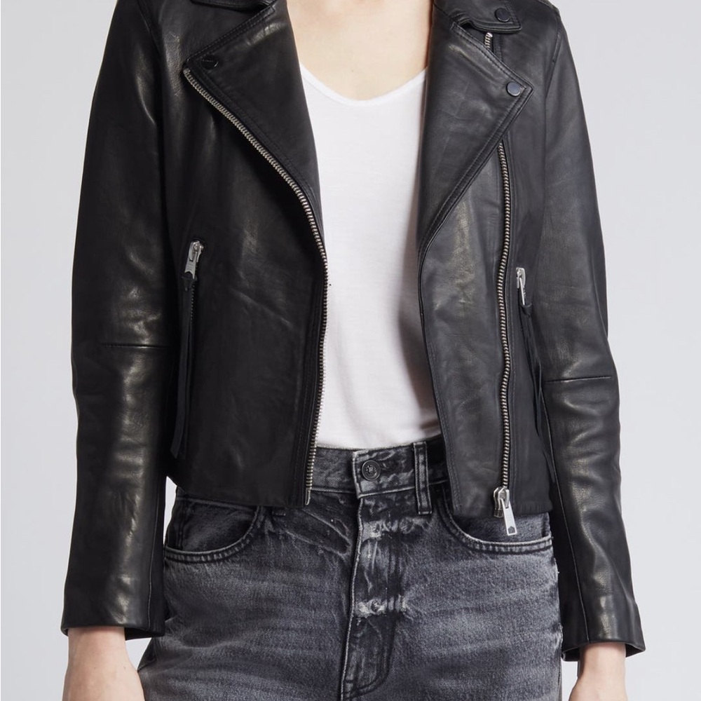 AllSaints Dalby Black Leather Biker Jacket